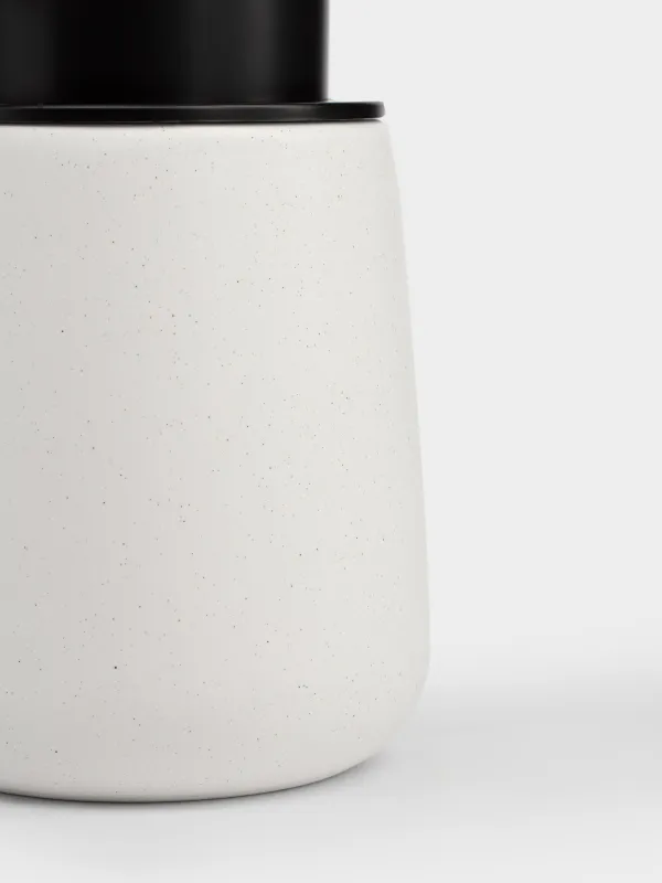 Диспенсер для жидкого мыла, 430 мл, фарфор P/пластик, белый, в крапинку, Delicia, image-2