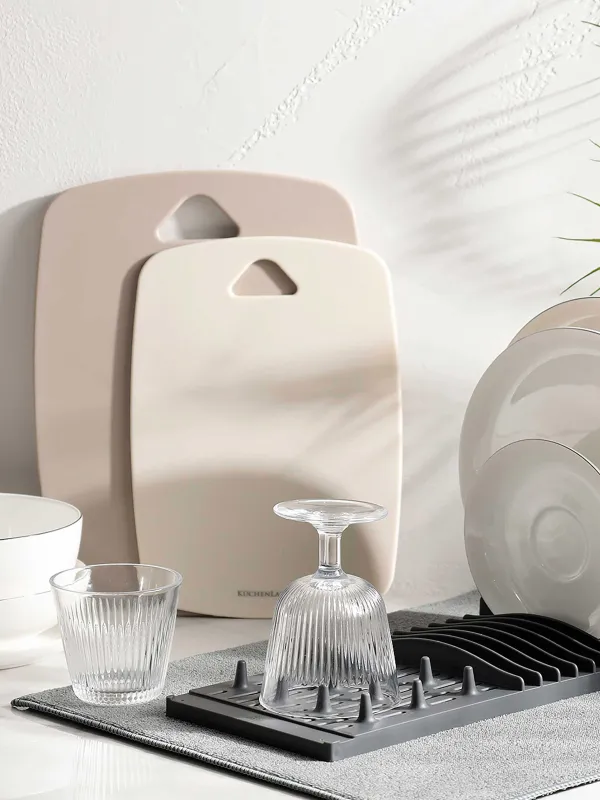 Доска разделочная, 30/35 см, 2 шт, пластик, молочная/серо-коричневая, Soft kitchen, image-9