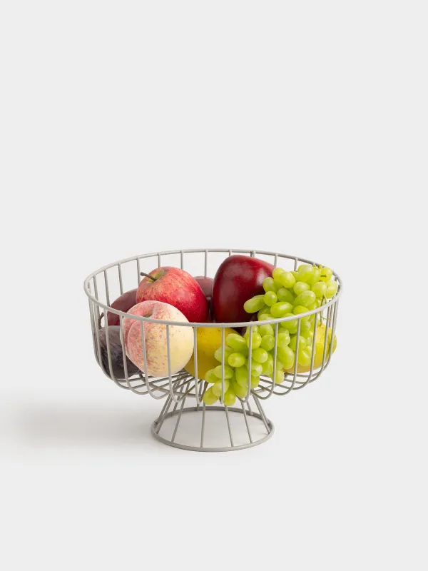 Жеміс себеті, 28х18 см, аяқты, металл, сұр және сарғылт-қоңыр, Twist beige, image-4