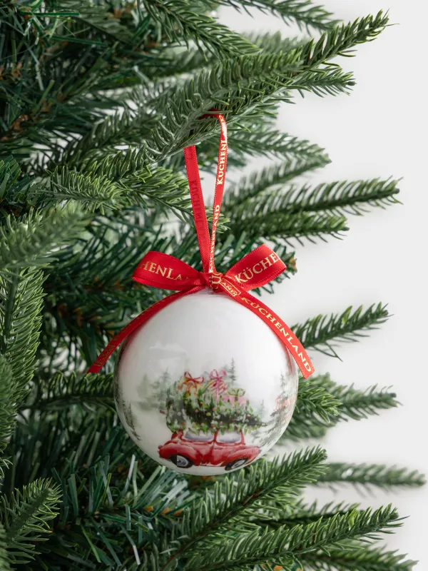 Игрушка елочная, 7 см, пенопласт, Шар, Машинка, Ball print, image-2