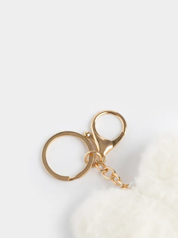 Брелок, 13 см, мягкий, полиэстер/металл, молочный, Сердце, Wooly, image-1