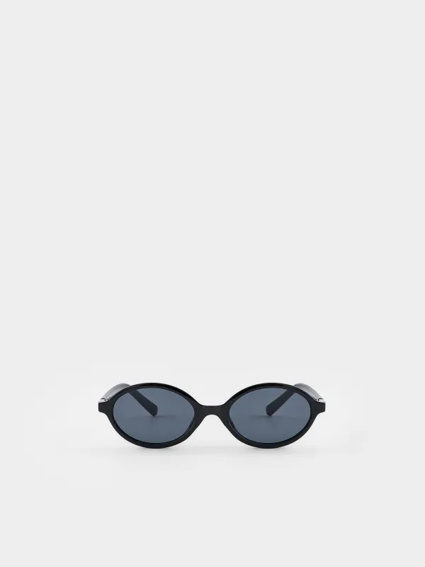 Очки солнцезащитные, пластик, овальные, черные, Nifty, image-0