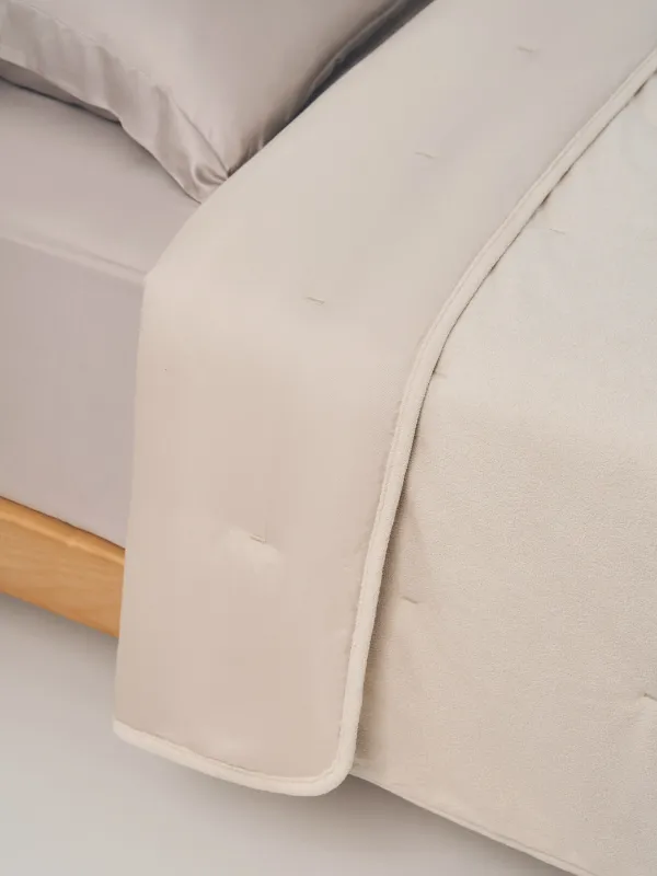 Покрывало, 220х240 см, стеганое, вельвет/микрофибра, молочное, Stitch velvet, image-2