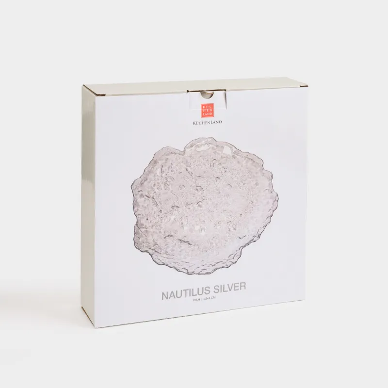 Ыдыс, 25 см, шыны, күміс жиектері бар, Nautilus silver, image-4