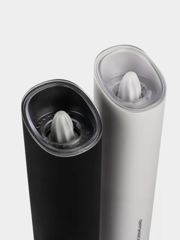 Мельница для специй, 20 см, 2 шт, гравитационная, пластик, LED W, белая/черная, B&W, image-3