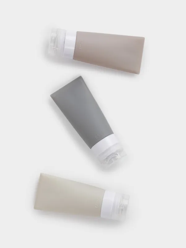 Саяхатқа арналған құтылар жинағы, 3 дана, түтіктер, косметикалық сөмкеде, силикон, Travel color, image-2