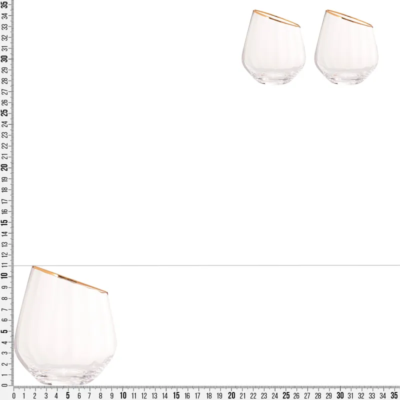 Стақан, 11 см, 350 мл, 2 дана, шыны, алтын жиектері бар, Charm R gold, image-3