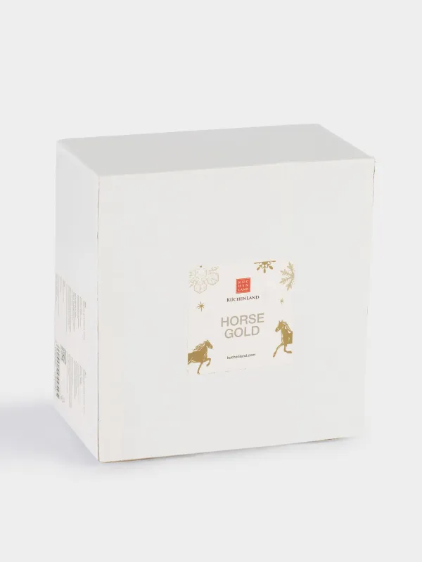 Держатель для украшений, 12х6 см, фарфор P, молочно-золотистый, Лошадь, Horse gold, image-4