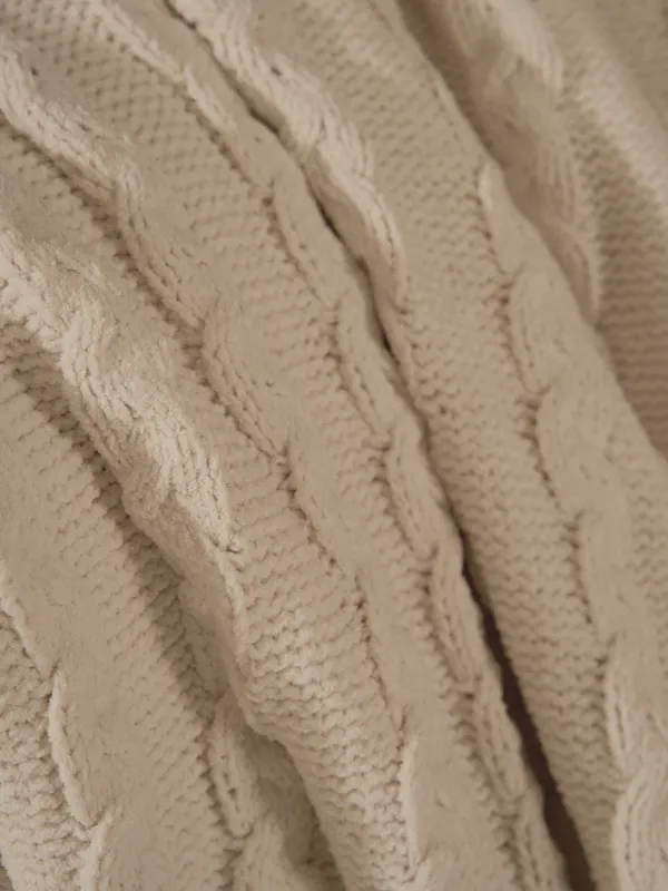 Жамылғы, 130х170 см, тоқылған, екі жақты, шенилл/шерпа, сүт түстес, Knitting, image-2