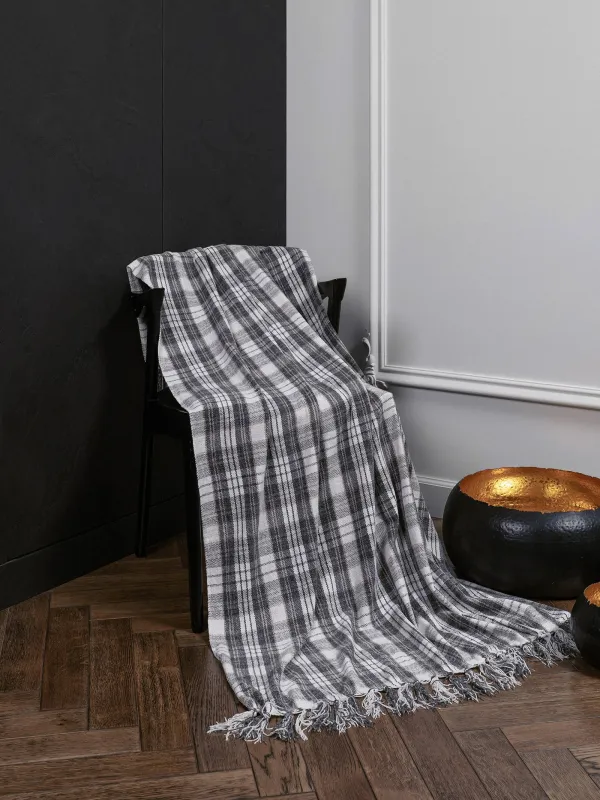 Жамылғы, 130х170 см, шашағы бар, шенилл, ақ-қоңыр, Тор, Hazel, image-1