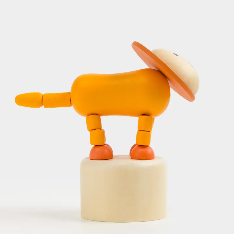 Игрушка, 9х4 см, дергунчик, дерево, желтая, Львенок, Leo, image-2