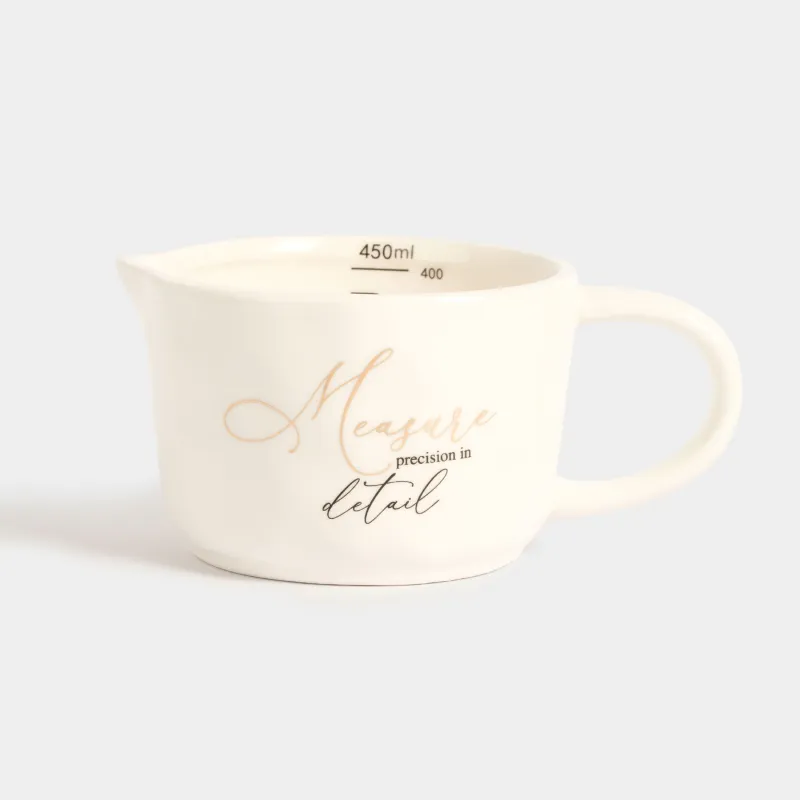 Өлшеуіш ыдыс, 450 мл, керамика, сүт түстес, Мыжылған әсер, Crumple kitchen