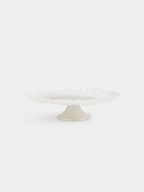 Аяқты ыдыс, 25х9 см, шыны Р, сүт түстес/шампан, Verge, image-0