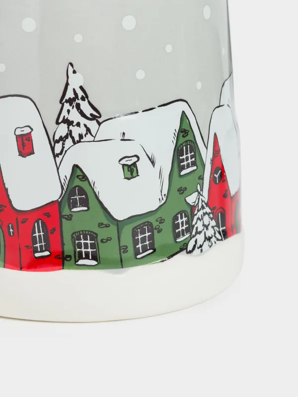 Кружка, 350 мл, с крышкой, Дома в снежном лесу, Forest house, image-3