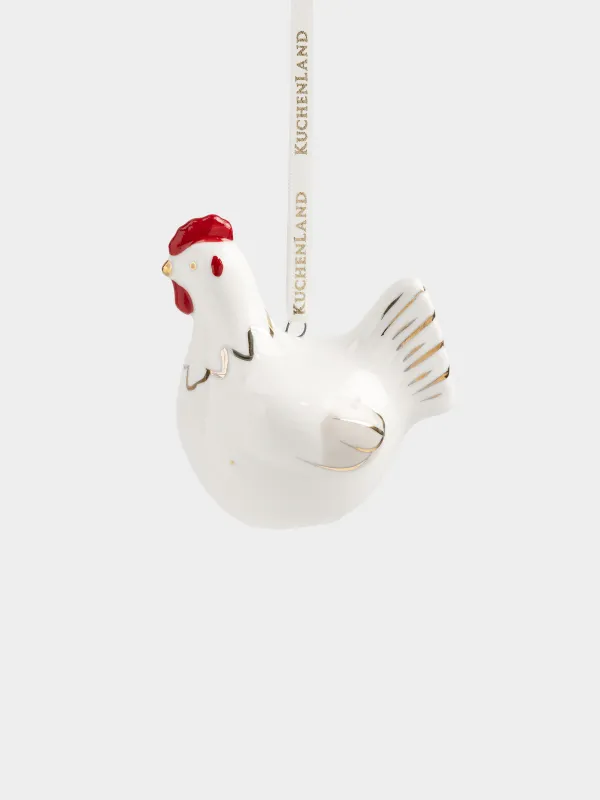 Сәндік салпыншақ, 7 см, фарфор P, ақ, Әтеш, Easter pullet, image-1