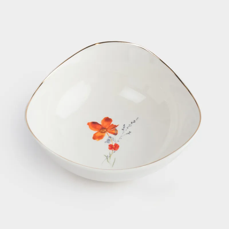 Кесе, 14х5 см, фарфор N, ақ, алтын жиектері бар, Дала гүлдері, Yarrow