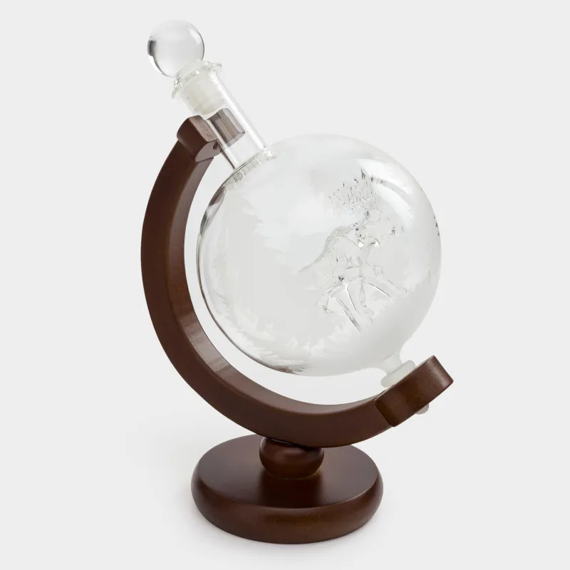 Графин, 650 мл, на подставке, стекло/дерево, Глобус с лосем, Bar, image-6
