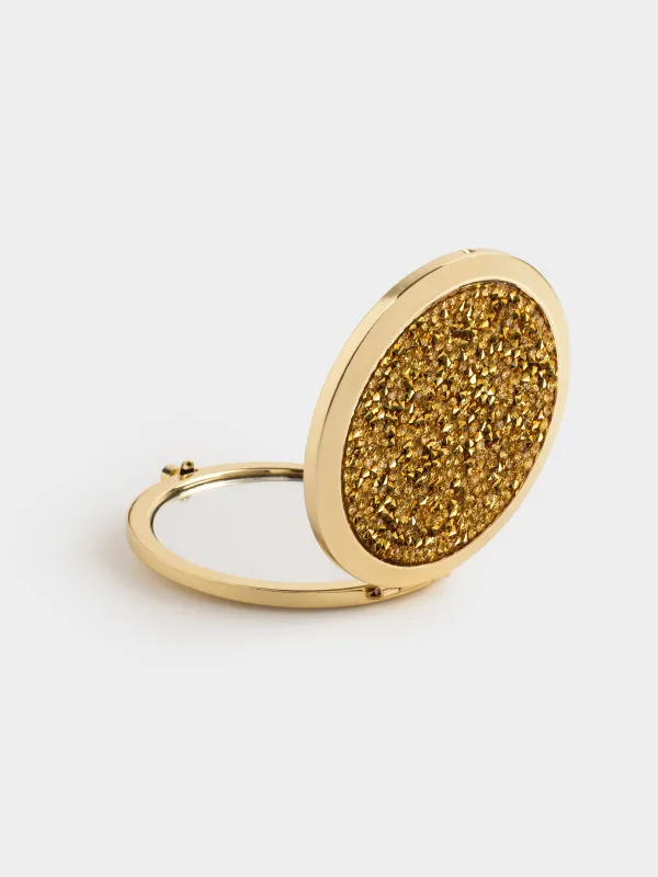 Қалта айнасы, 7 см, екі жақты, болат, алтын түстес, Жылтыр, Actress, image-0