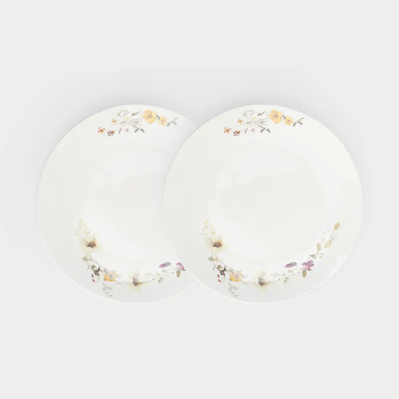 Тіскебасар тәрелкесі, 23 см, 2 дана, фарфор N, ақ, Сары гүлдер, Floweri