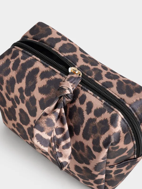 Косметикалық сөмке, 18х13 см, атлас, қара және қоңыр, Леопард, Leopard, image-3