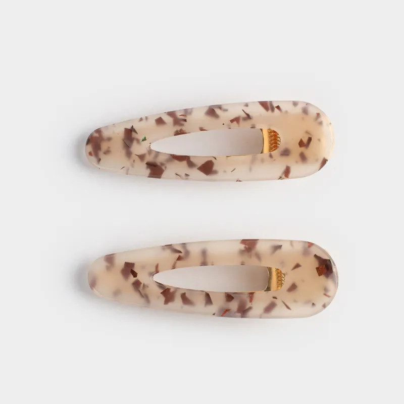 Шаш қыстырғыш, 7 см, 2 дана, акрил/металл, сүт түстес, інжу-маржан, Гламур, Glam