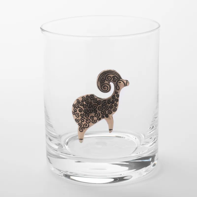 Стакан для виски, 10 см, 340 мл, стекло/металл, золотистый, Овен, Zodiac, image-0