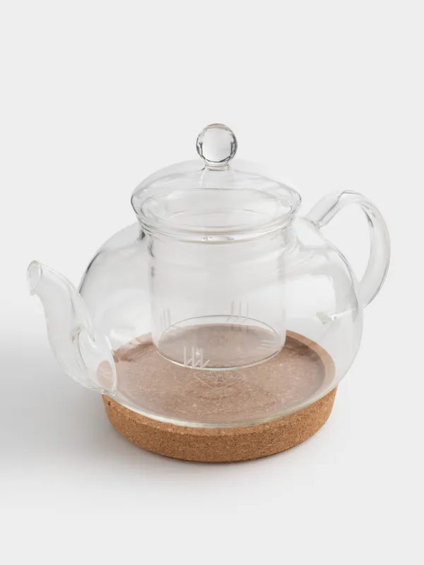 Шай демдейтін шайнек, 800 мл, тұғырда, шыны Б/тығын, Clear cork, image-3