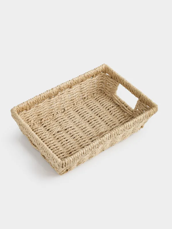 Сақтау себеті, 26х18 см, өрілген, тұтқалары бар, целлюлоза, тікбұрышты, Braided, image-2