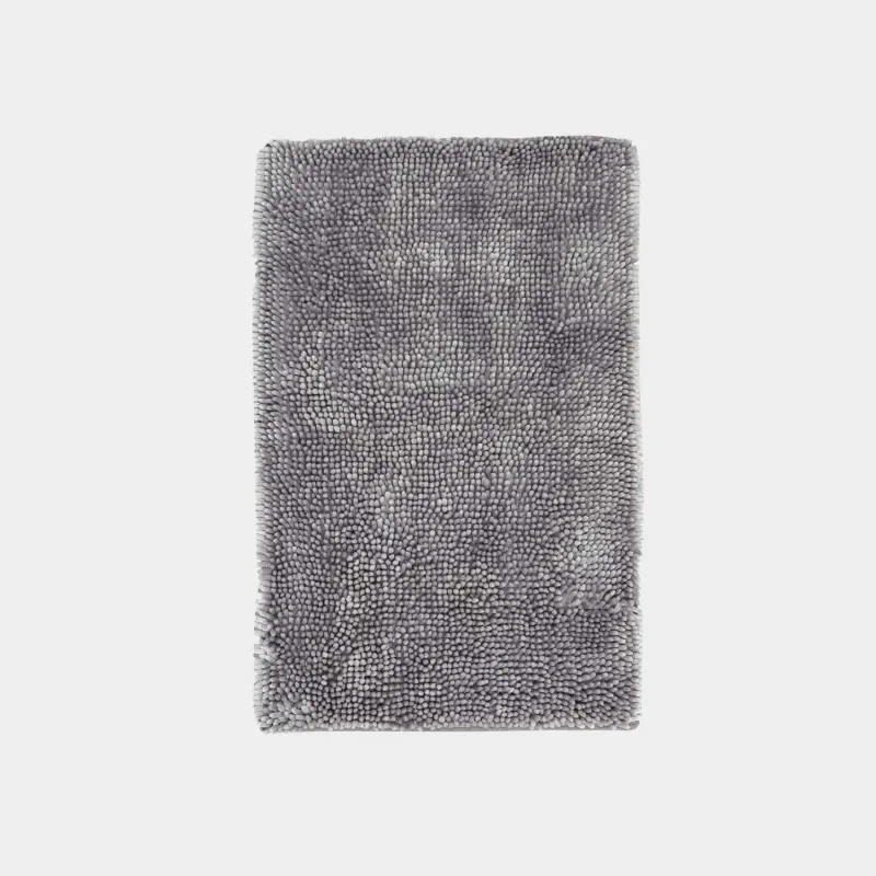 Кілемше, 50х80 см, сырғанауға қарсы, полиэстер, күміс сұр, Fluffy