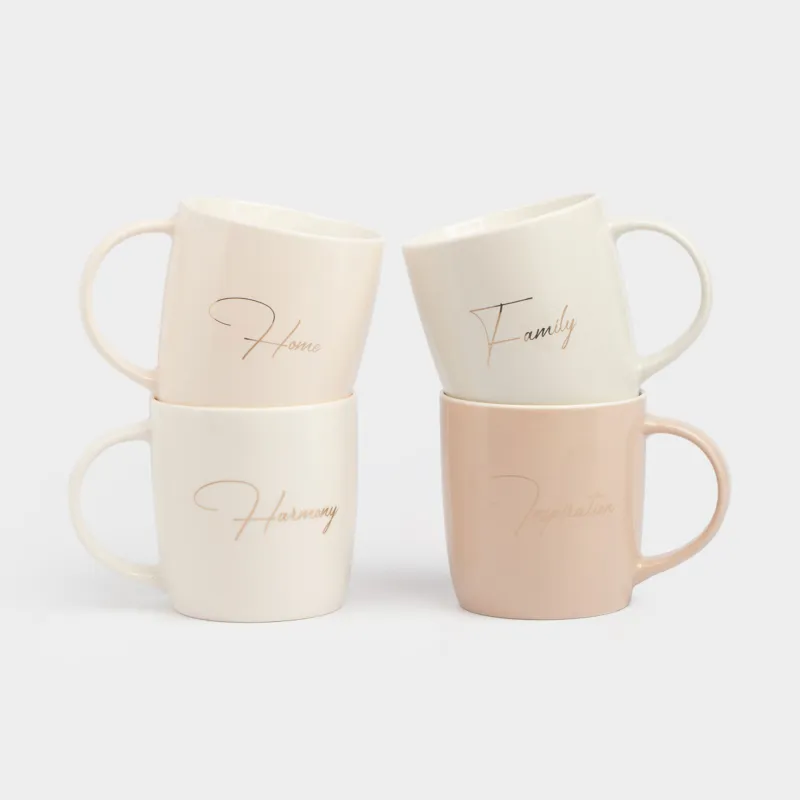 Кружка, 330 мл, 4 шт, фарфор N, Микс, Scroll