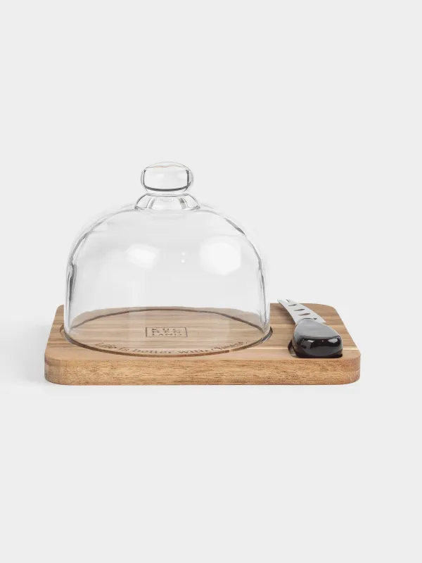 Ірімшікке арналған жиынтық, 3 зат, тақта-ыдыс/күмбез, болат/ағаш/шыны, Noble tree, image-2