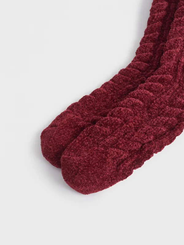 Әйелдер шұлықтары, өлшемі 36-38, шенилл, қою қызыл, Жылқы, Snoopy, image-5