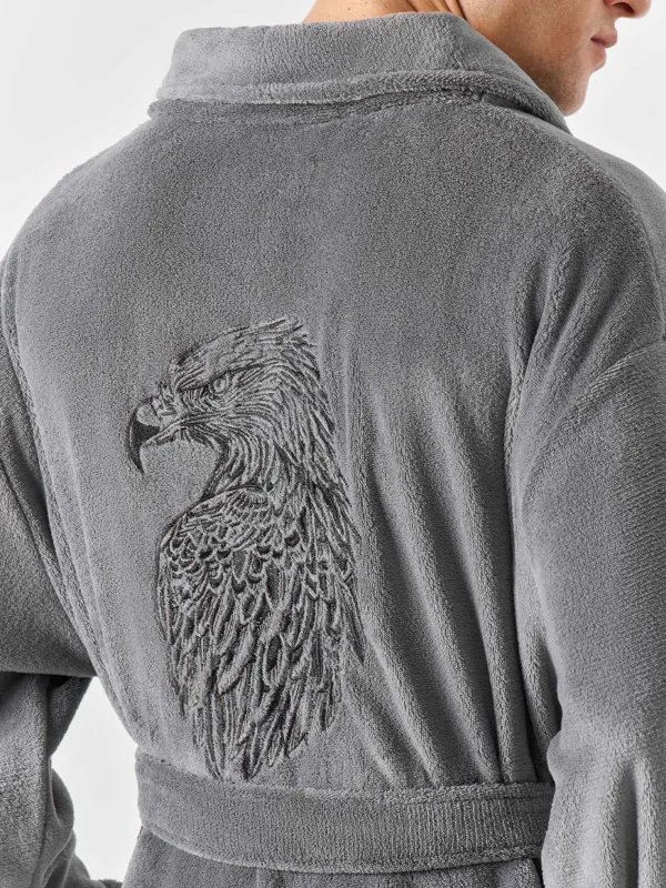 Халат мужской, домашний, темно-серый, Орел, Jevon, image-3