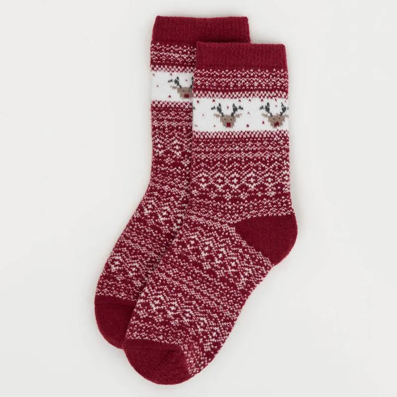 Әйелдер шұлықтары, өлшемі 36-38, полиэстер, қызыл, Бұғы, Fleece