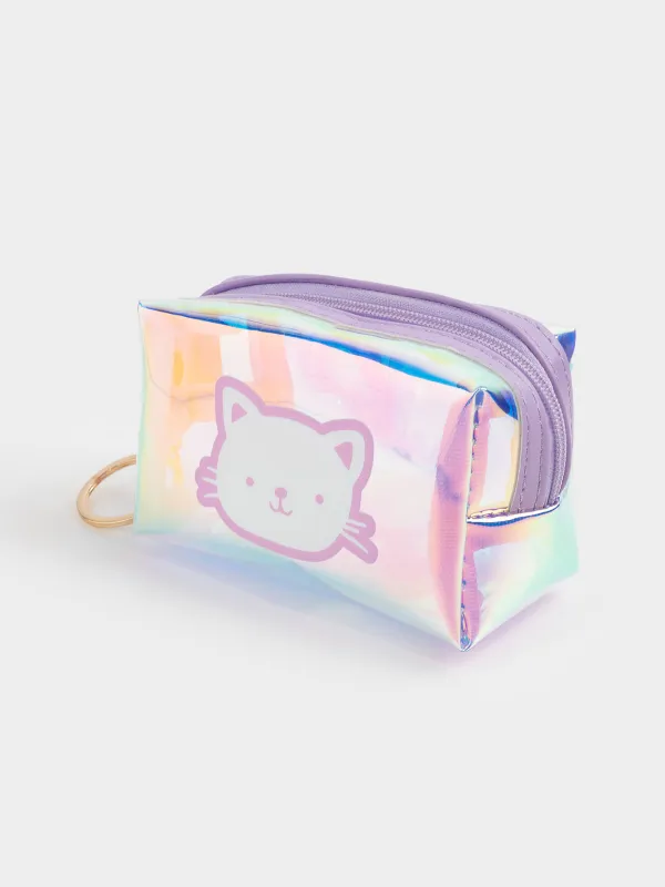 Салпыншақ-әмиян, 10х6 см, балаларға арналған, полиуретан, голография, Мысық, Cat, image-1