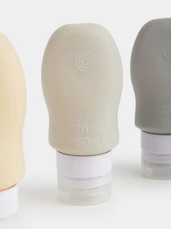 Саяхатқа арналған құтылар жинағы, 4 дана, жабысқыш сорғышы бар, косметикалық қапшықта, силикон, Travel color, image-3