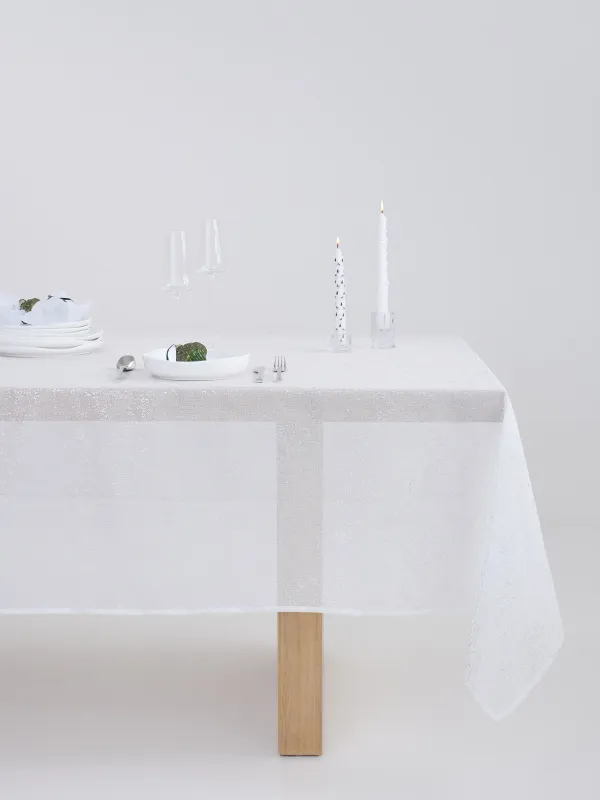 Дастархан, 170х250 см, полиэстер, ақ, Күміс шашыраулар, Heaven silver, image-0