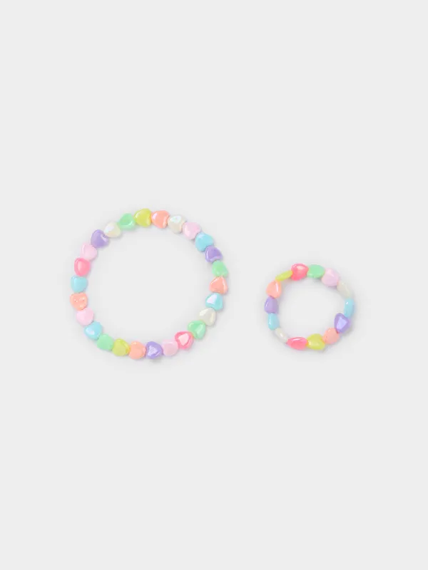 Зергерлік бұйымдар жиынтығы, 2 PR, балалар, пластик, білезік / моншақтар, жүректер, зергерлік балалар, image-0