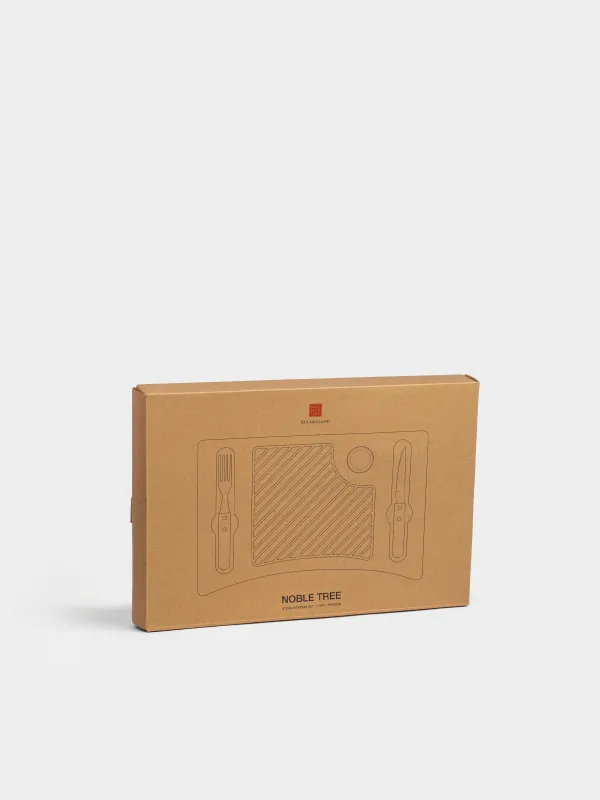 Набор для подачи стейка, 1 перс, 4 пр, дерево/сталь/керамика, Noble tree, image-7
