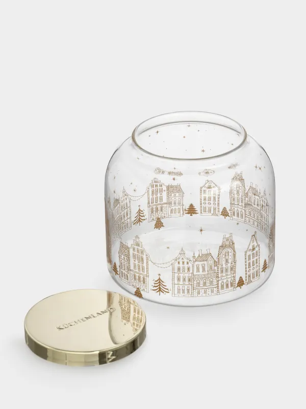 Банка для сыпучих продуктов, 950 мл, Золотистые домики, Snow sparks, image-4