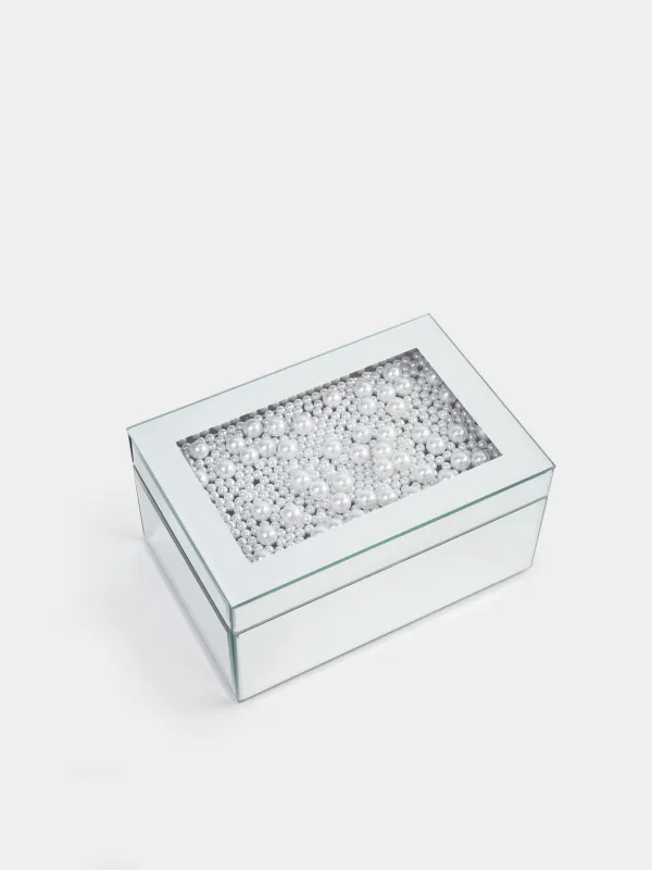 Зергерлік қорап, 20х14 см, шыны, айна, інжу, Glossy, image-2