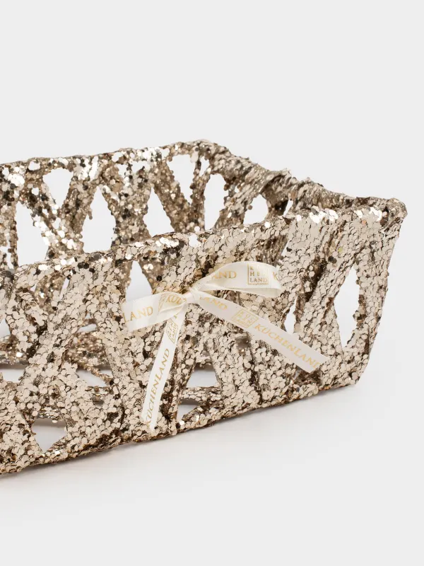 Сәндік себет, 23х20 см, пластик/металл, тікбұрыш, шампан, Frosty sparks, image-3