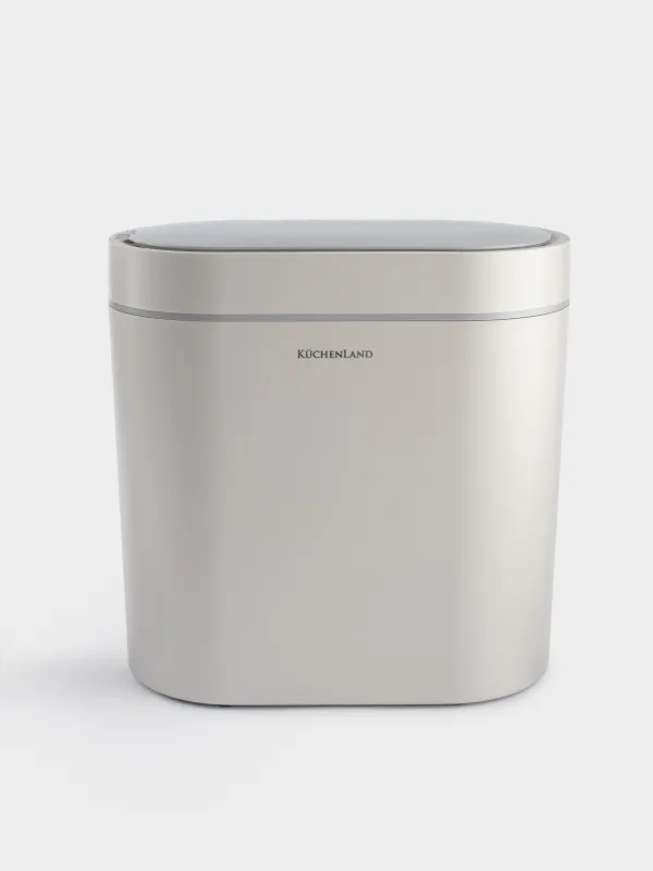 Ведро для мусора, 5 л, сенсорное, пластик, овальное/узкое, бело-серое, Sensor bin, image-1