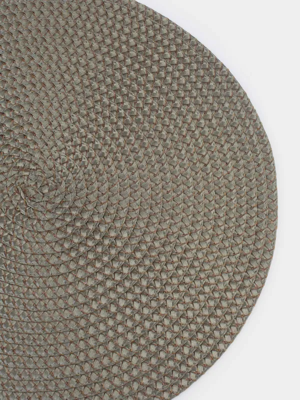 Салфетка под приборы, 38 см, полипропилен/ПЭТ, круглая, темно-зеленая, Circle braid, image-3