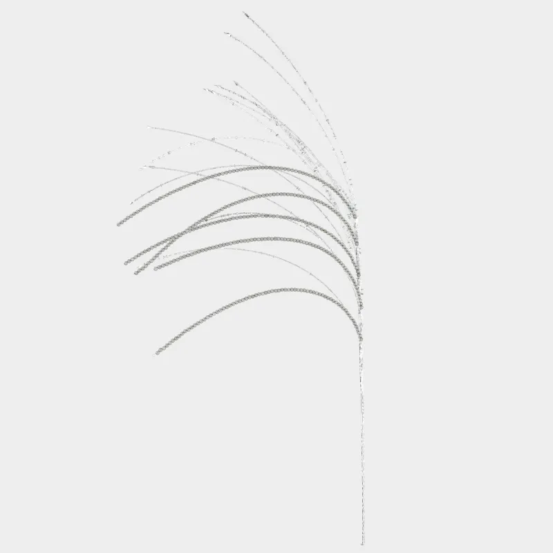 Сәндік бұтақ, 72 см, моншақ/металл, сұр-күміс, Тал, Curved decor