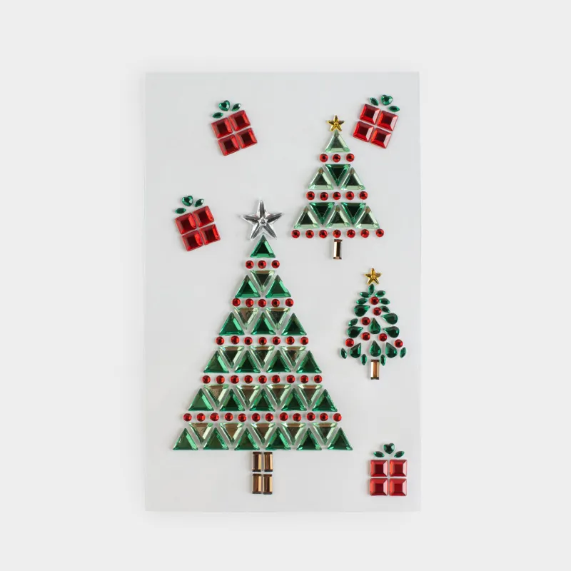 Набор наклеек, 9х17 см, одноразовые, ПВХ, Елки, Christmas decal