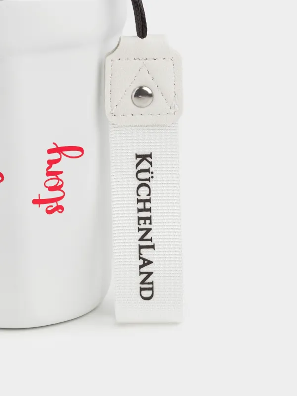 Термосаптыаяқ, 350 мл, бауы бар, болат/пластик/тоқыма, ақ және қызыл, Story, image-4