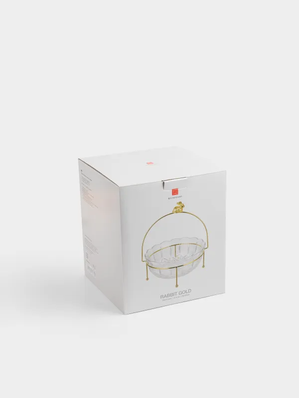 Ваза для фруктов, 23х9 см, на подставке, Кролик, Rabbit gold, image-4