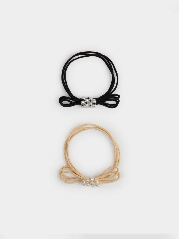 Шаш резеңкелер жинағы, 5 см, 2 дана, пластик/полиэстер, қара/сарғылт-қоңыр, Gracile, image-0