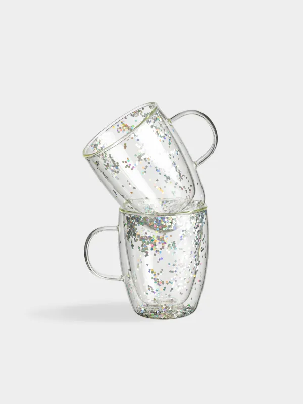 Шыныаяқ, 290 мл, 2 дана, шыны Б, күміс секвинтками, Air sparkly, image-1